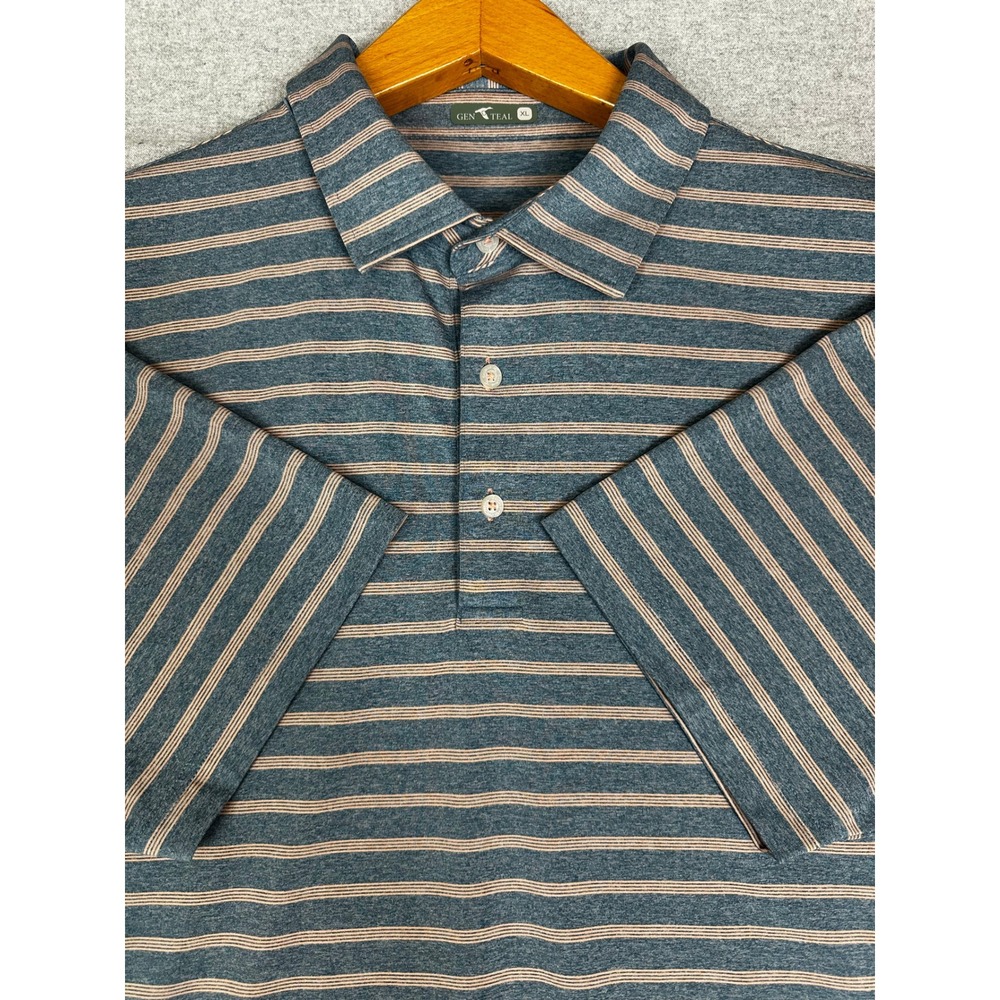 GenTeal Fulton Performance Golf Polo XL Gray Orange Striped Shirt